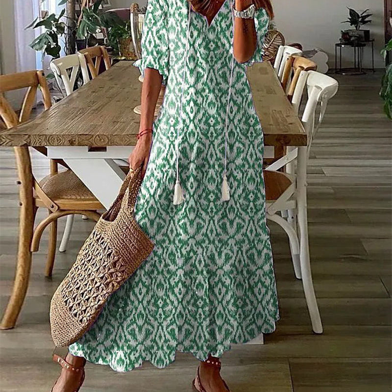 Andrea | Vestido Impresso com Decote em V