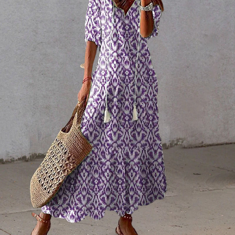 Andrea | Vestido Impresso com Decote em V