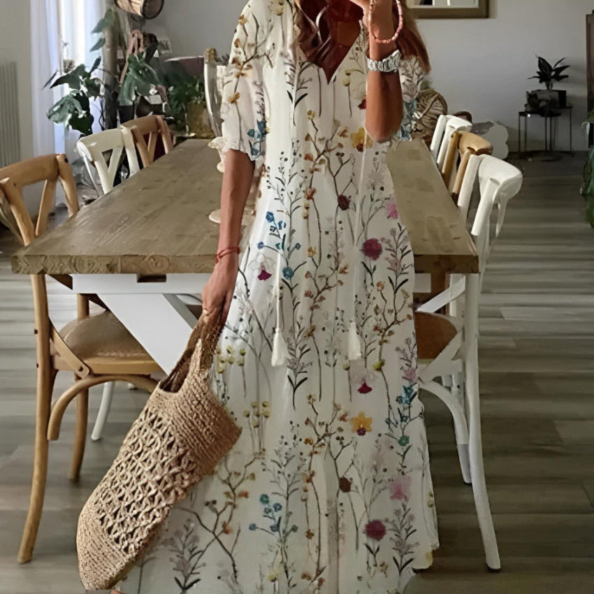 Andrea | Vestido Impresso com Decote em V