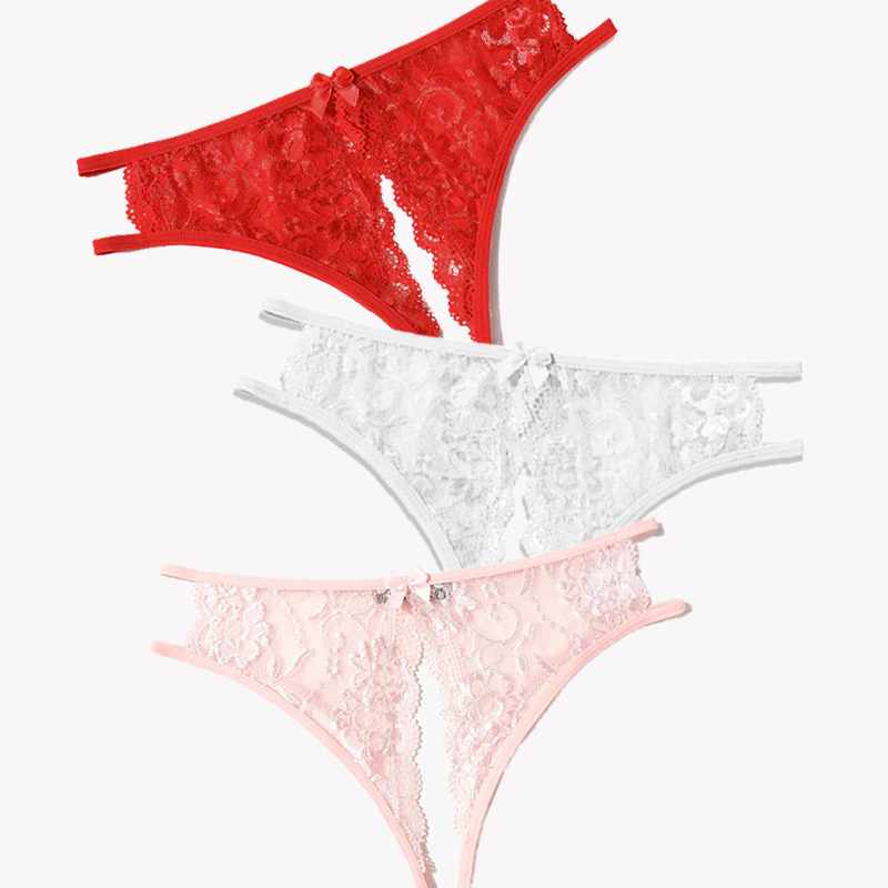 Lace Panties Floral Lace Briefs with Bow