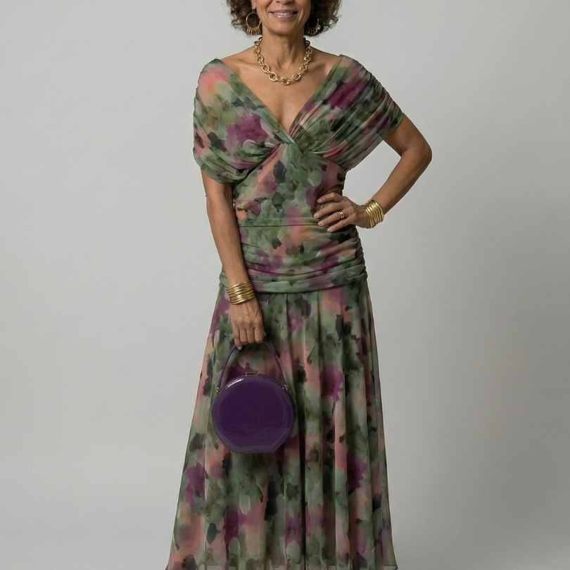 Calen | Vestido Midi Fluido com Ombros à Mostra