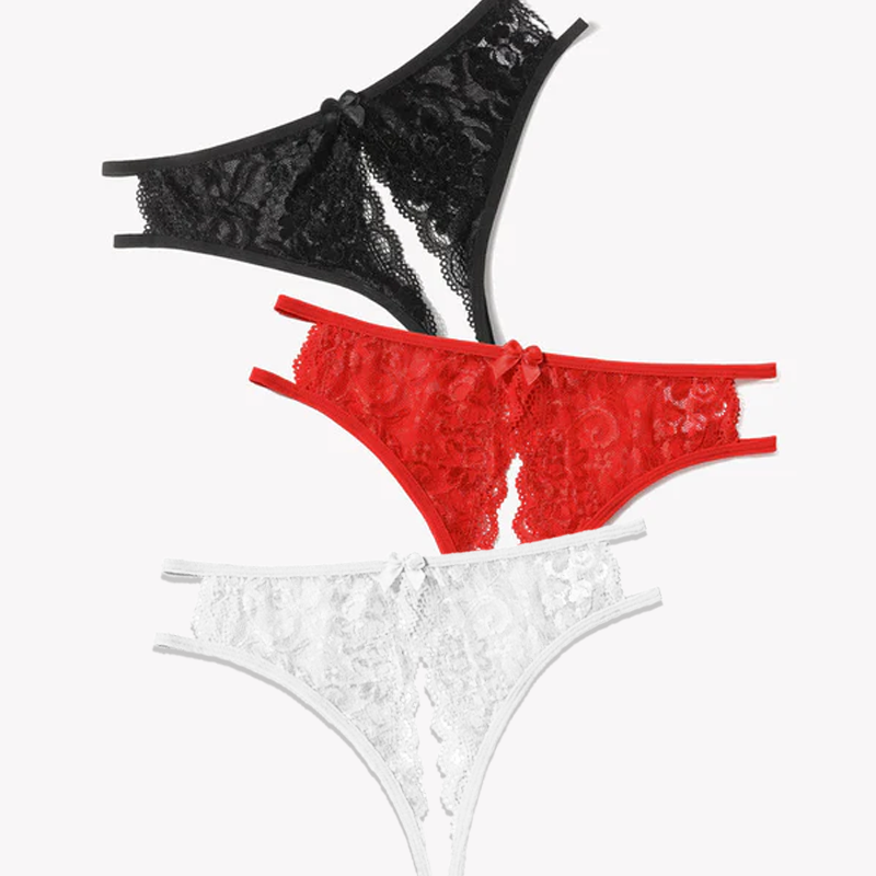 Lace Panties Floral Lace Briefs with Bow
