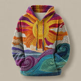 Auralei | Sweatshirt Y2K com Capuz e Estampado Raios de Sol