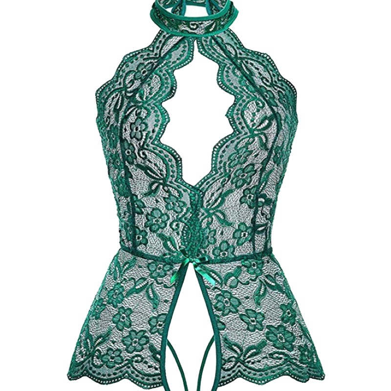 Plus Size Lace Halter Teddy