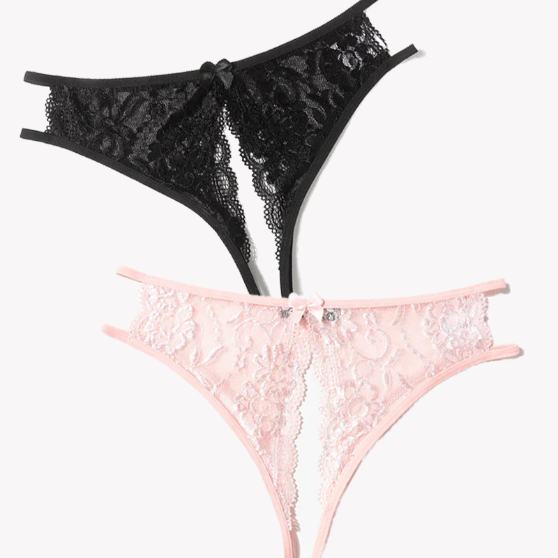Lace Panties Floral Lace Briefs with Bow
