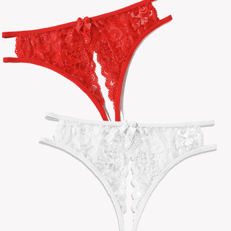 Lace Panties Floral Lace Briefs with Bow