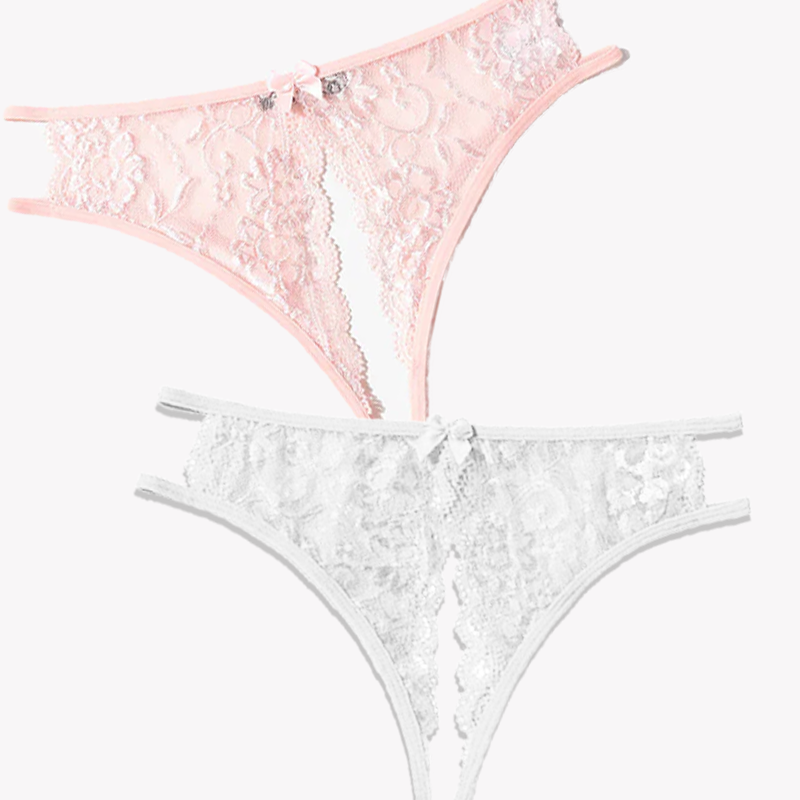 Lace Panties Floral Lace Briefs with Bow