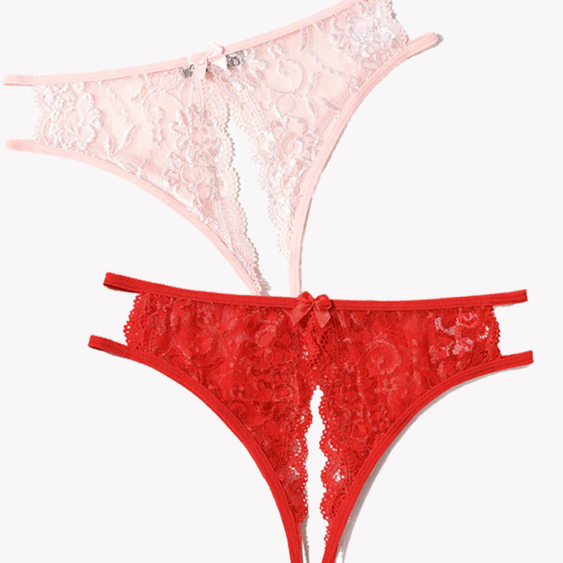 Lace Panties Floral Lace Briefs with Bow