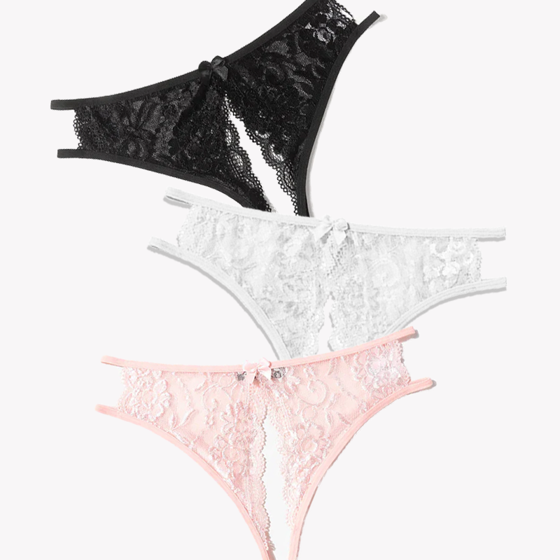 Lace Panties Floral Lace Briefs with Bow