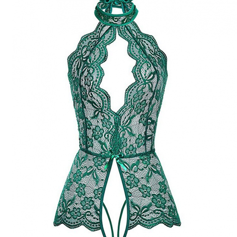 Halter Lace Bodysuit V Neck Teddy