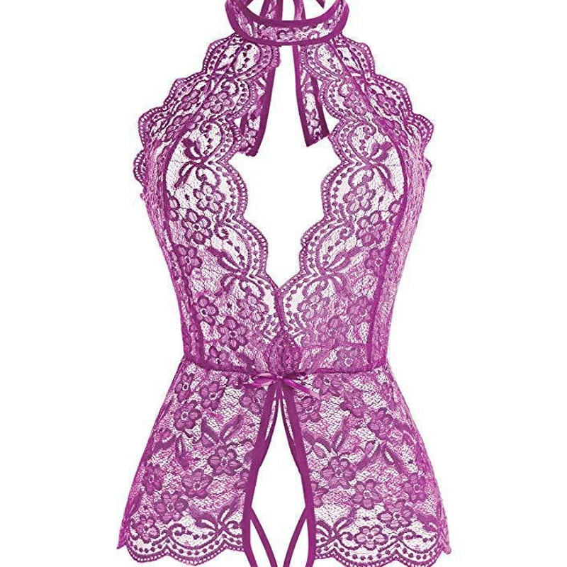 Plus Size Lace Halter Teddy