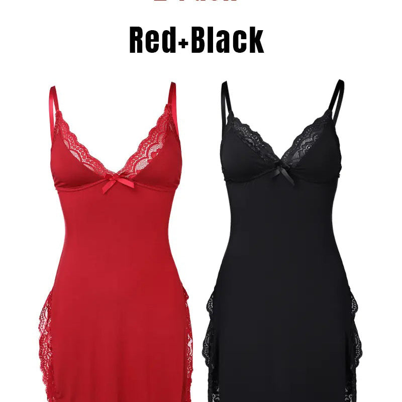 Camisa de Noite em Modal com Renda e Aberturas Laterais