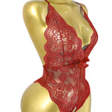 Body de Renda Floral Transparente com Decote em V e Costas Cruzadas