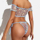 Sexy See-Through Mesh One Shoulder Strap Bra and Panty Pajama Set