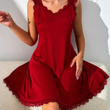 Sexy V-Back Butterfly Design High-Slit Lace Nightdress
