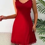Sexy V-Back Butterfly Design High-Slit Lace Nightdress