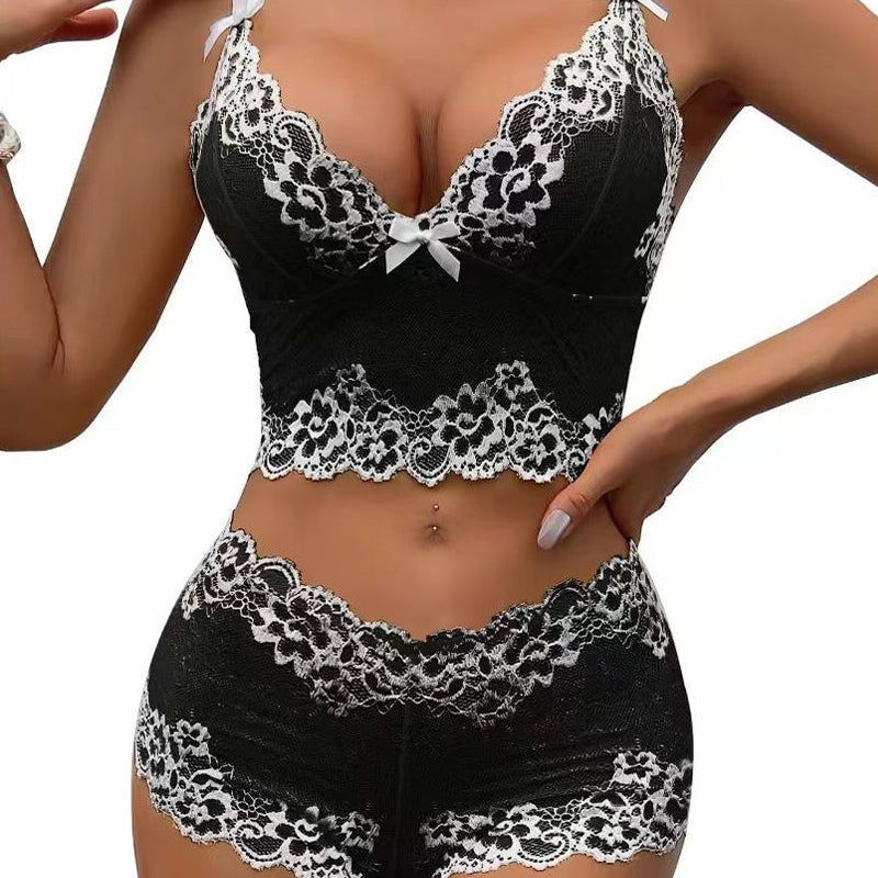 Sexy Lace Colorblock Underwear Set