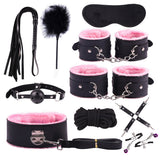 Conjunto de Bondage de 10 Peças em Pele Sintética Forrada