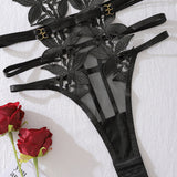 Sexy Floral Embroidery Hollow Heavy Craft Chain Bracelet Shaping Bodysuit Set