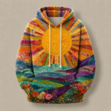 Ryleth | Sweatshirt Y2K com Capuz e Estampado Raios de Sol
