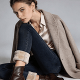 Calça de Ganga Feminina com Elastano Peluciada Forglows + Meia Térmica