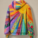 Dawnella | Sweatshirt Boémia com Capuz e Patchwork Multicolor