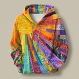 Dawnella | Sweatshirt Boémia com Capuz e Patchwork Multicolor