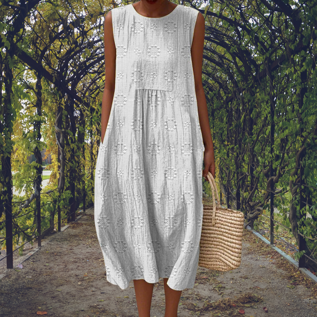 Aikaterini – Elegante vestido sem mangas com bolsos