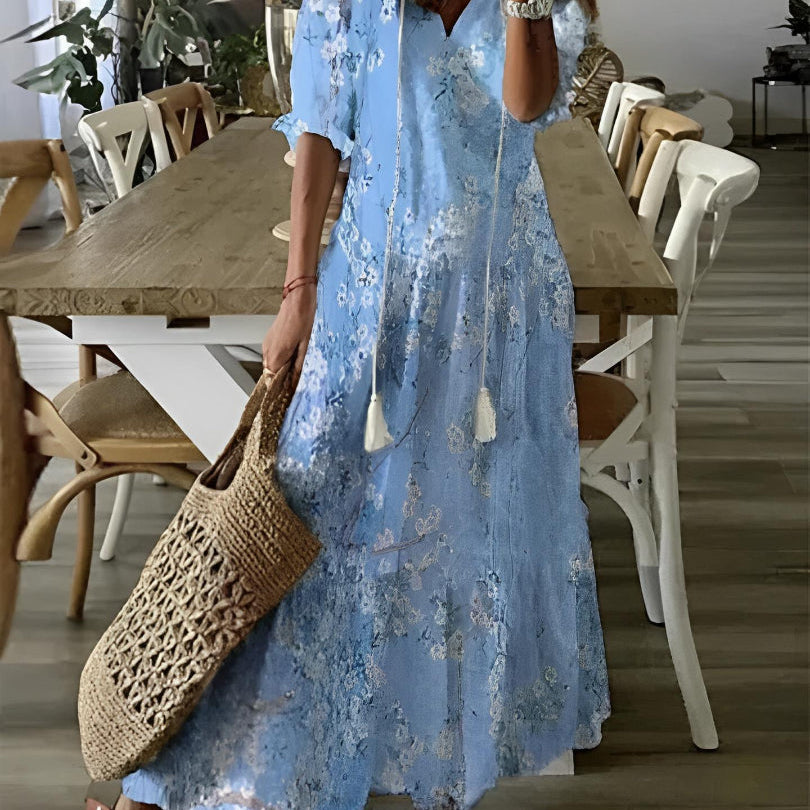 Andrea | Vestido Impresso com Decote em V