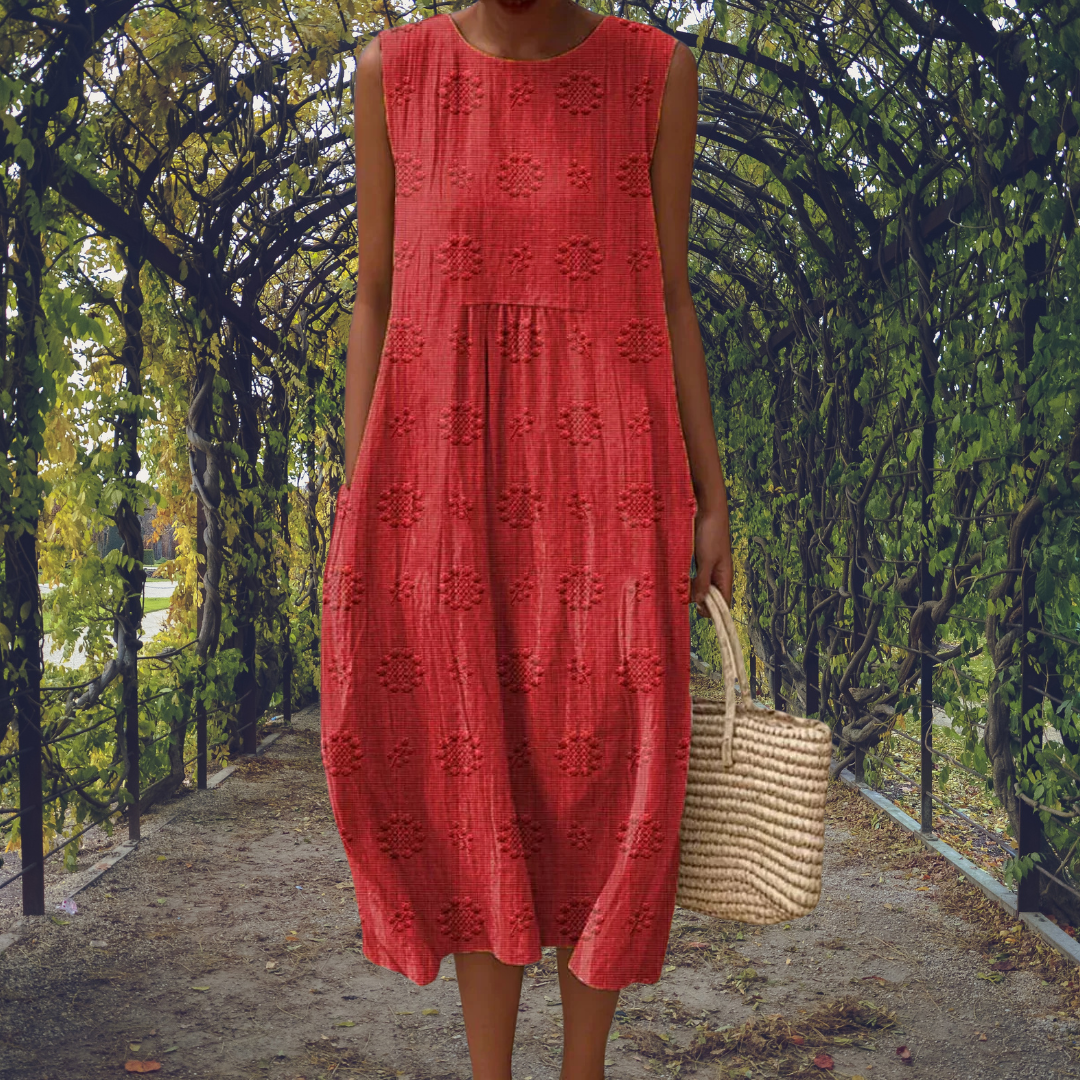 Aikaterini – Elegante vestido sem mangas com bolsos