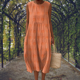 Aikaterini – Elegante vestido sem mangas com bolsos