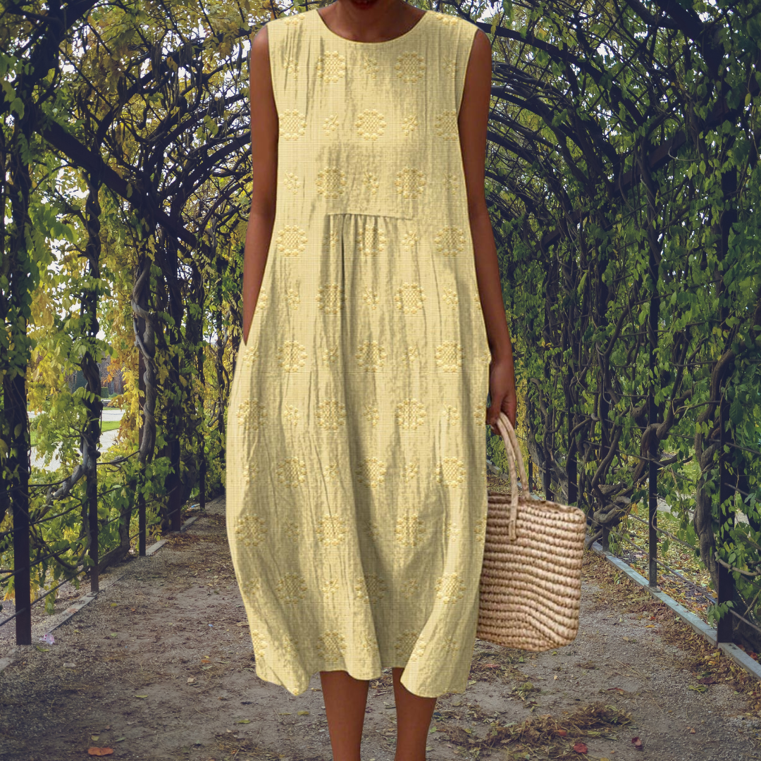 Aikaterini – Elegante vestido sem mangas com bolsos
