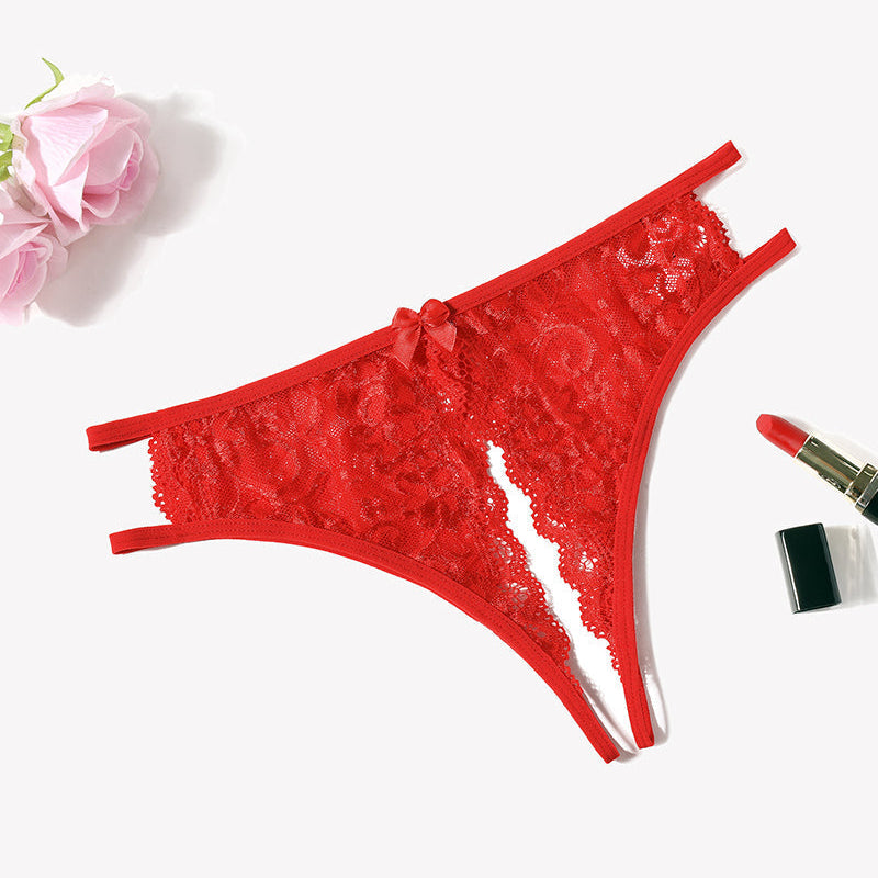 Lace Panties Floral Lace Briefs with Bow