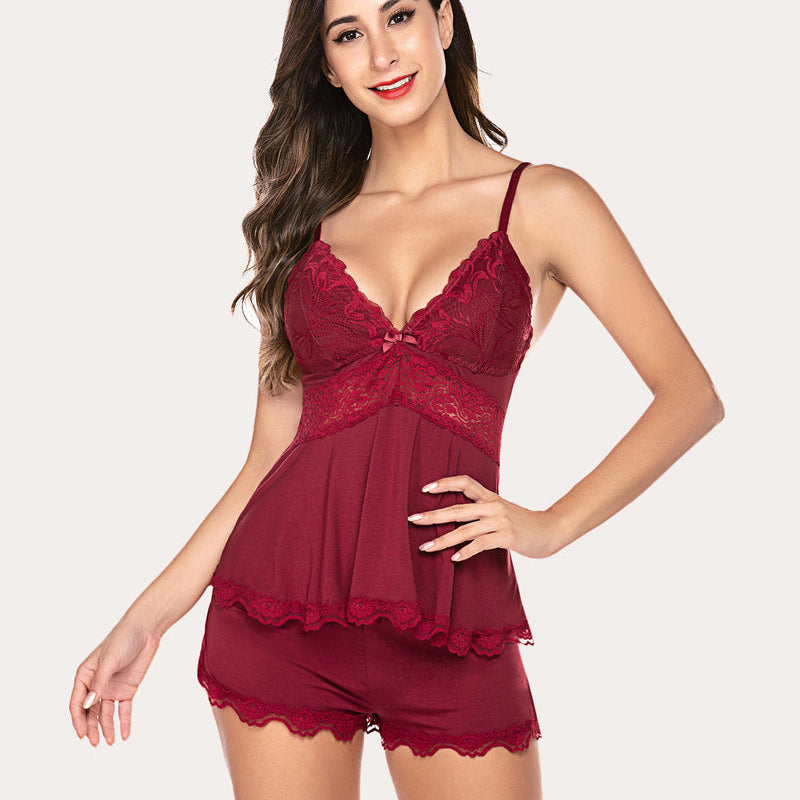 Lace Floral Pajamas Lounge Sets