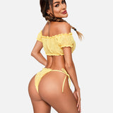 Floral Mesh Ruffle Lingerie Set