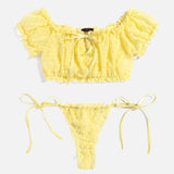 Floral Mesh Ruffle Lingerie Set