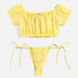 Floral Mesh Ruffle Lingerie Set