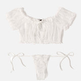 Floral Mesh Ruffle Lingerie Set