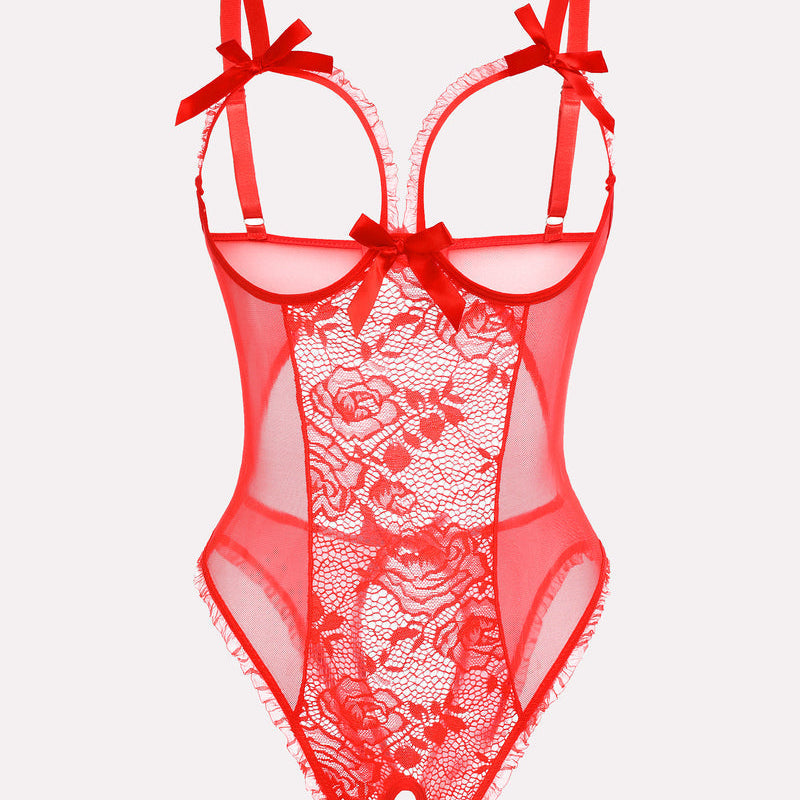 Crotchless Lace Mini Bodysuit