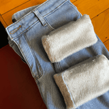 Calça de Ganga Feminina com Elastano Peluciada Forglows + Meia Térmica