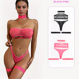 4 Piece Sheer Mesh Bra and Thong Set