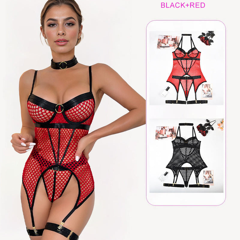 Fishnet Mesh Corset Bustier Lingerie