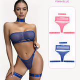 4 Piece Sheer Mesh Bra and Thong Set