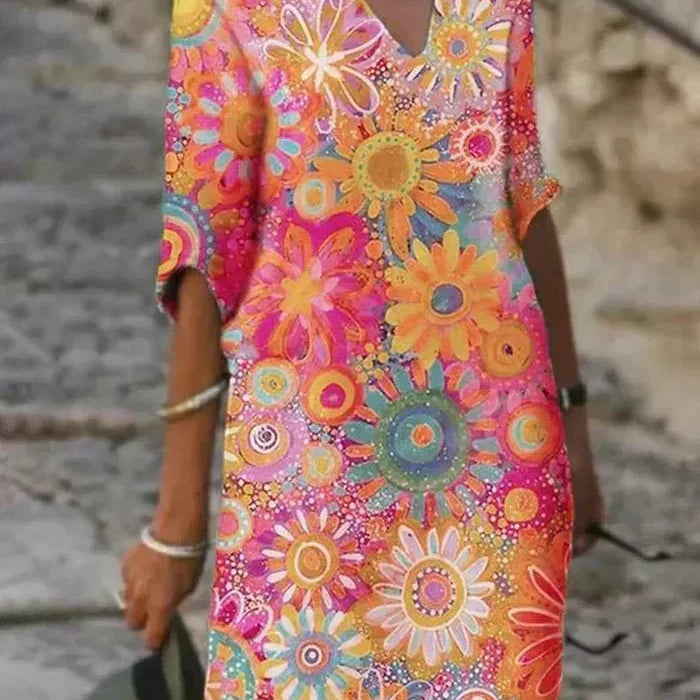 Angelique | Vestido Midi Floral Vibrante