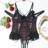 Plus Size Sheer Lace Bodysuits