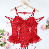 Plus Size Sheer Lace Bodysuits