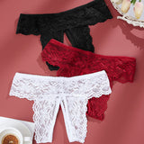 Plus Size Open Crotch Lace Panties