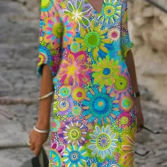 Angelique | Vestido Midi Floral Vibrante