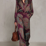 Conjunto de cetim bordô e roxo (com cinto)