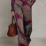 Conjunto de cetim bordô e roxo (com cinto)